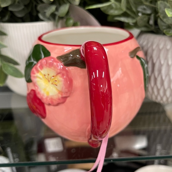 Blue Sky Clayworks Pink Cherries with Bee and Flowers Ceramic Mug NWT - Picture 2 of 5